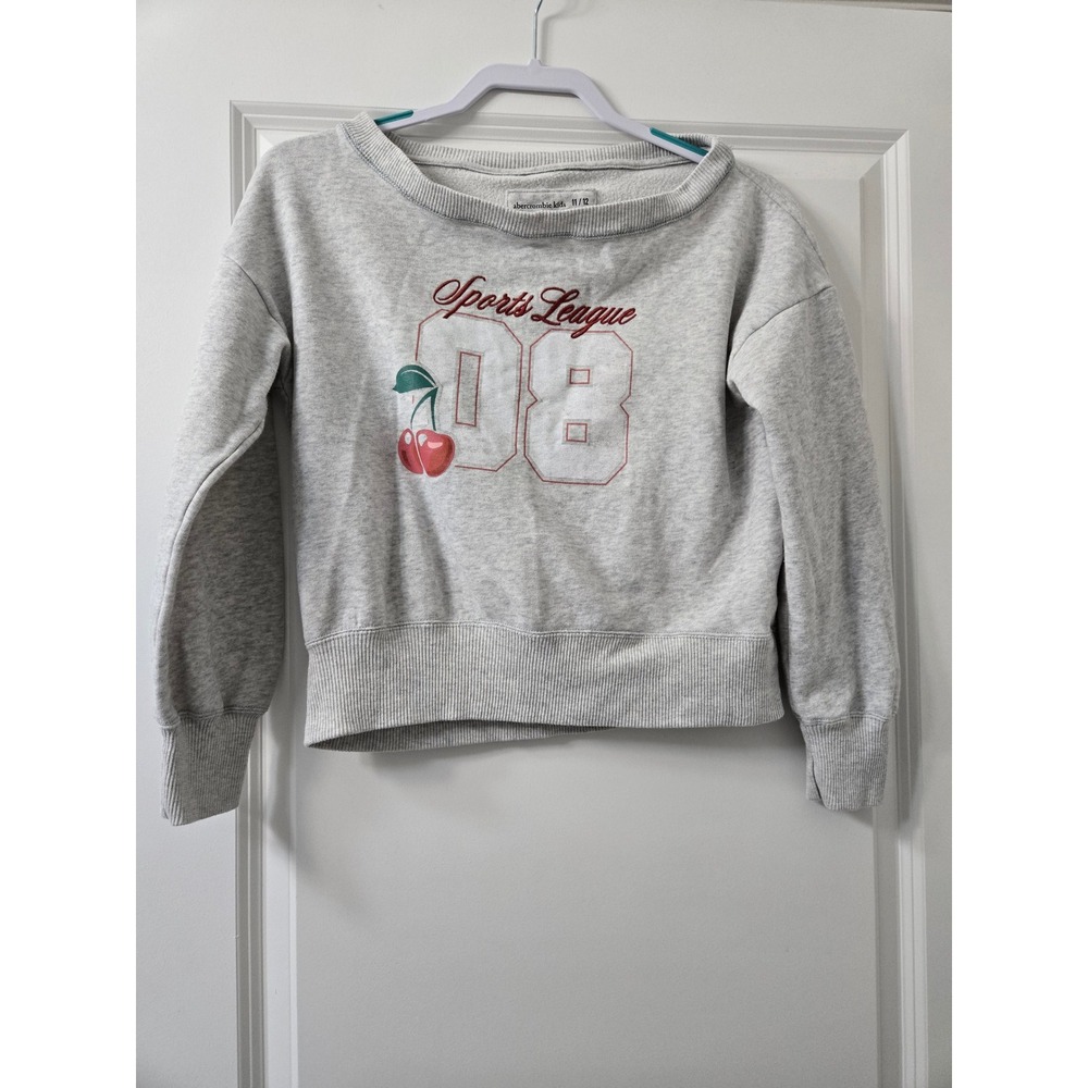 Abercrombie Kids Gray Sports League 08 Cherry Fleece Sweatshirt Size 11/12